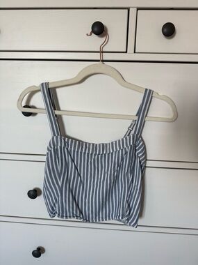 American Eagle - Blue and White Striped Cropped Tank Top